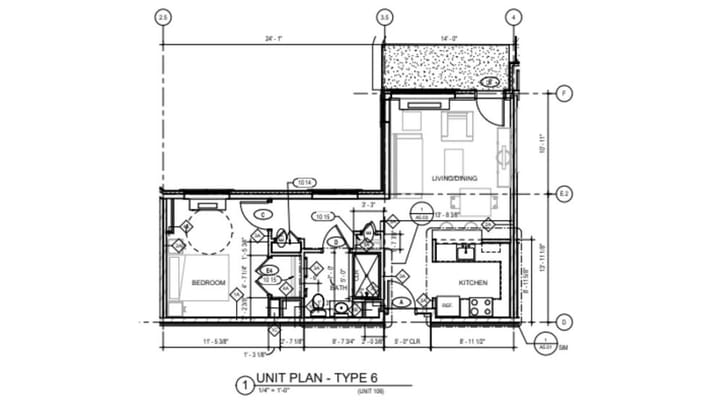 Architectural floor plan of a resident unit