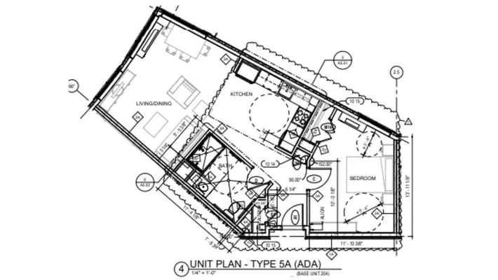 Architectural floor plan for a unit type in the facility