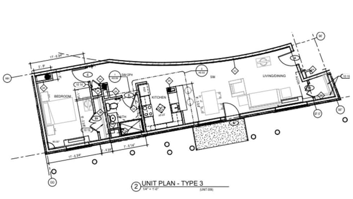 Architectural floor plan of a unit layout