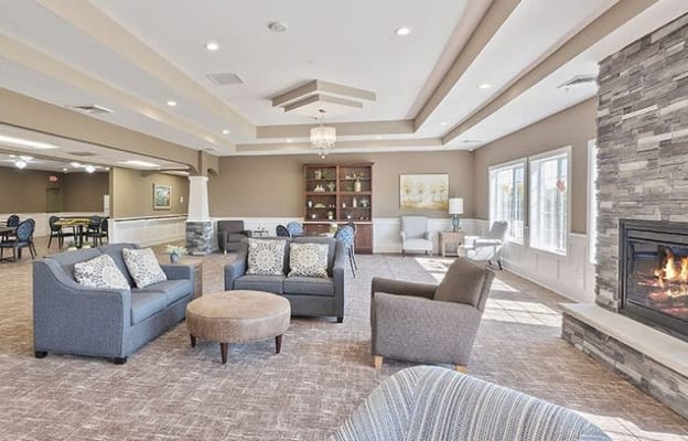 Bright lounge area with comfortable seating