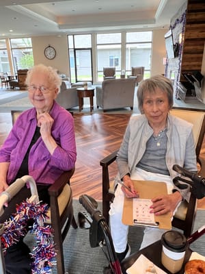 Residents sitting in a common area socializing