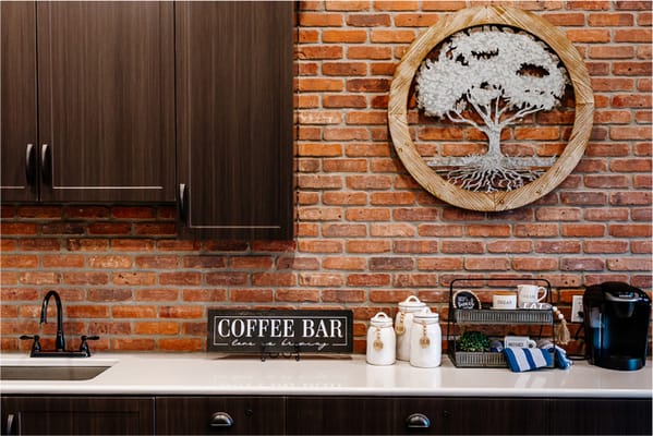Interior photo of a stylish coffee bar area