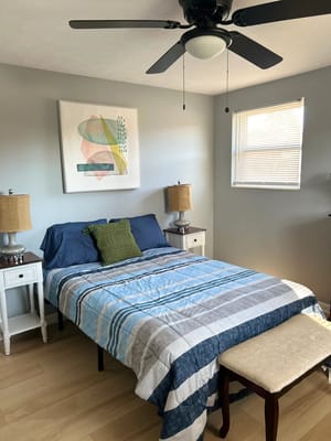 Cozy resident room with a bed and decor