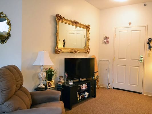 Cozy interior of a resident's room with decor and furnishings