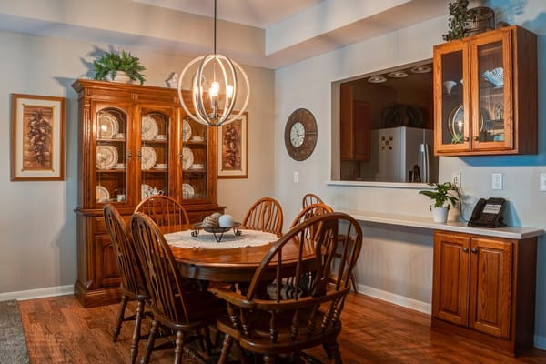 Dining room with a wooden table and chairs