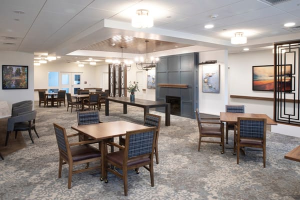 Interior dining area with tables and chairs