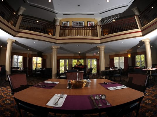 Interior view of a dining area with a spacious layout