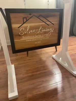 Sign for Silver Linings Senior Living facility