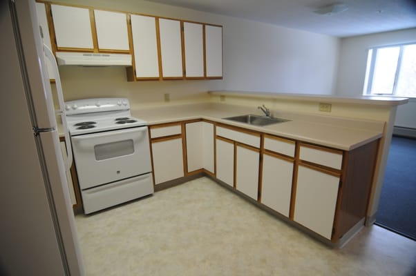 Interior view of a kitchen in a senior apartment