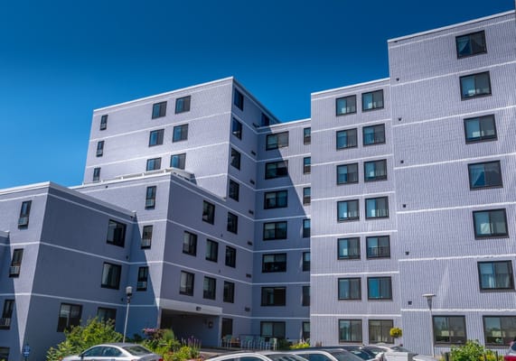 Exterior view of a senior living facility building