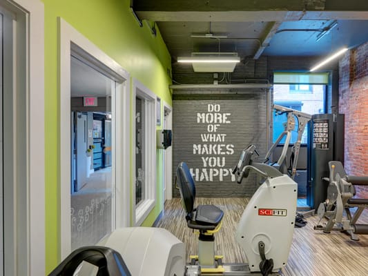 Interior of a fitness area with exercise equipment