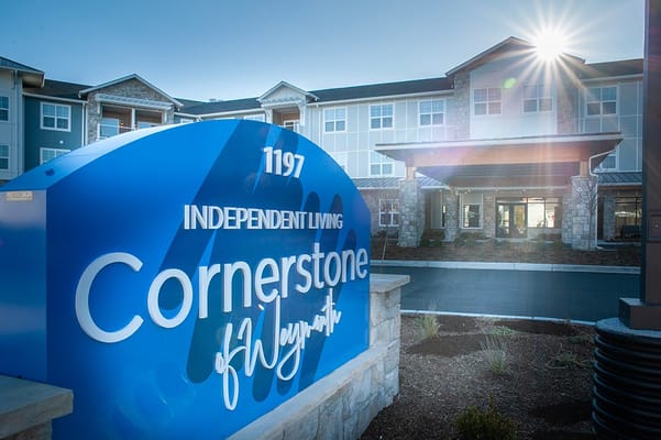 Facility logo at the entrance of Cornerstone of Weymouth