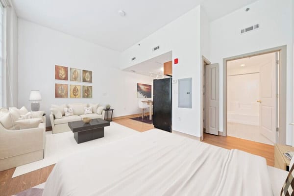 Bright private room in a senior living facility