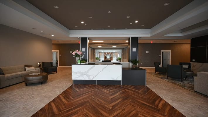 Interior view of a common area in a senior living facility
