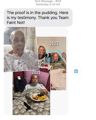 Photos of a resident's progress over time with staff