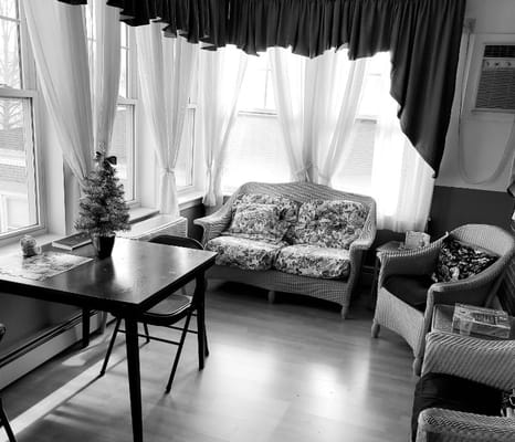 Common area with seating and natural light