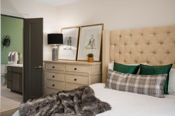 A cozy resident room with stylish furnishings