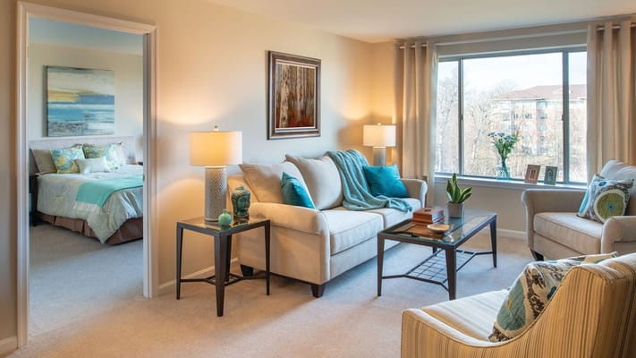 Cozy living room with comfortable furniture and natural light