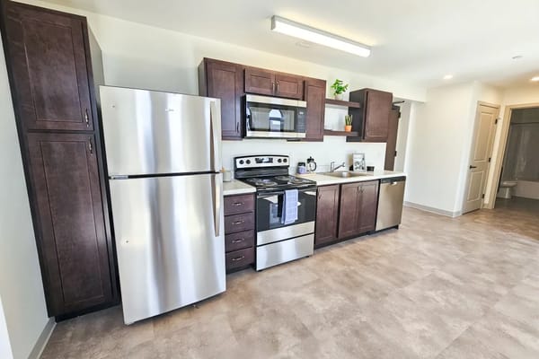 A modern kitchen in a senior living unit