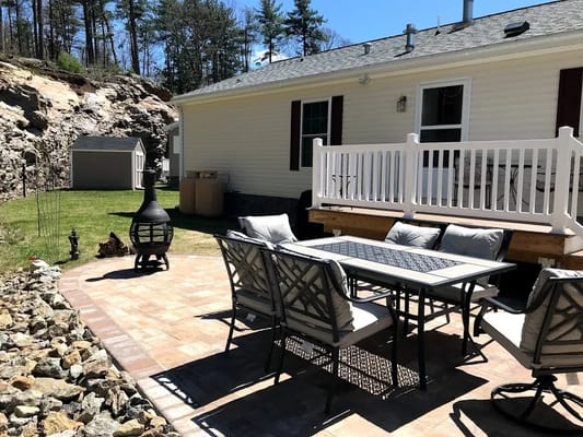 Outdoor seating area with patio furniture