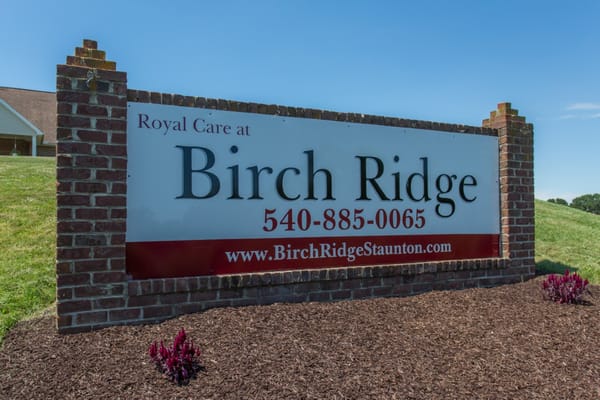 Facility sign for Birch Ridge Senior Living