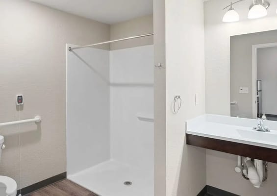 Modern bathroom with shower and sink