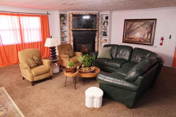 Cozy common area with seating and plants