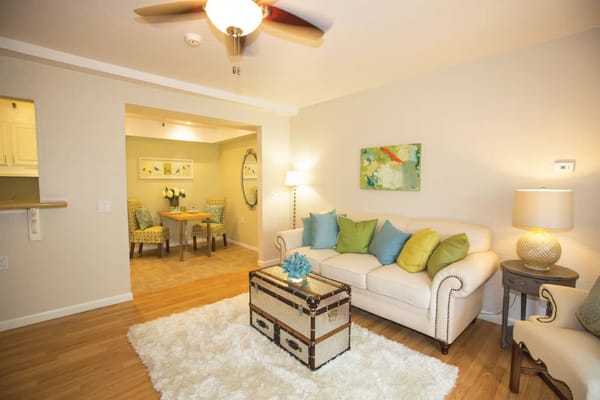 Bright interior living area with cozy furniture