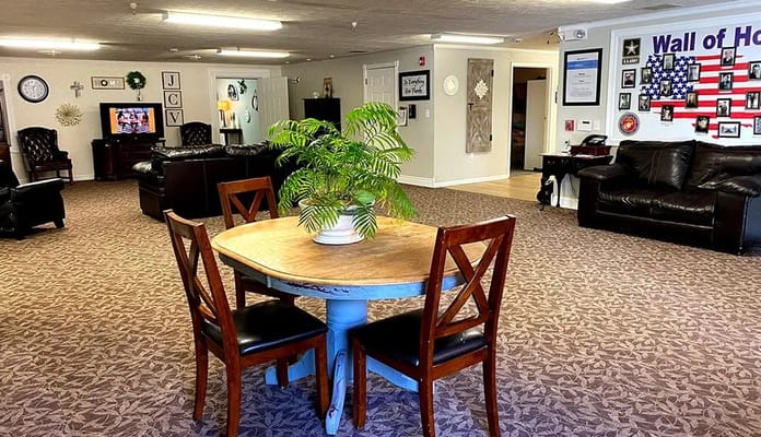 Common area with seating and decor