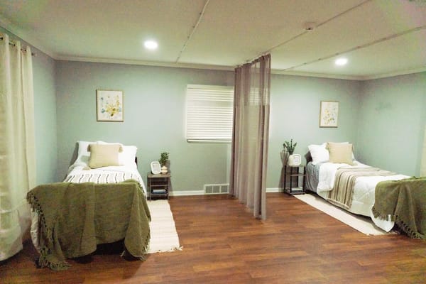 Interior view of two bedroom units in a care home