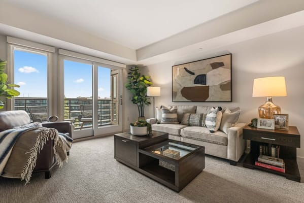 Cozy interior living room with artwork and natural light