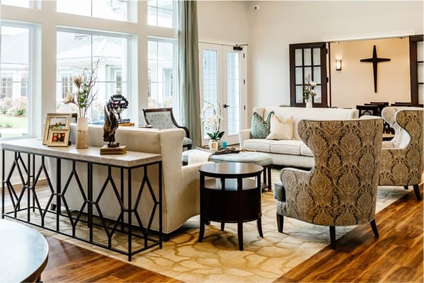 Bright interior lounge area with comfortable seating