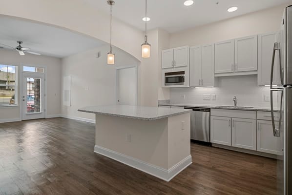Modern kitchen area in a senior living facility