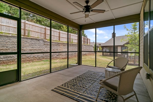 Bright interior common area with seating