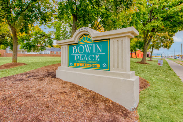 Exterior sign for Bowin Place facility