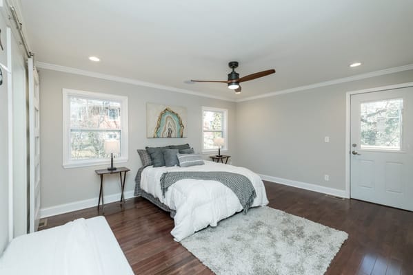 Bright interior bedroom with modern decor