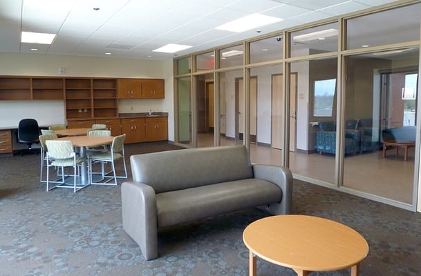 Interior common area with seating and tables