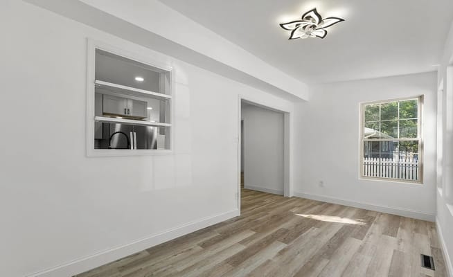 Bright living area with modern design and large windows