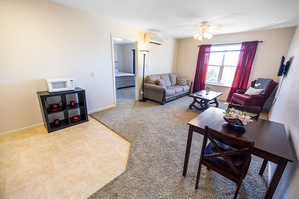 Bright interior of a resident living room