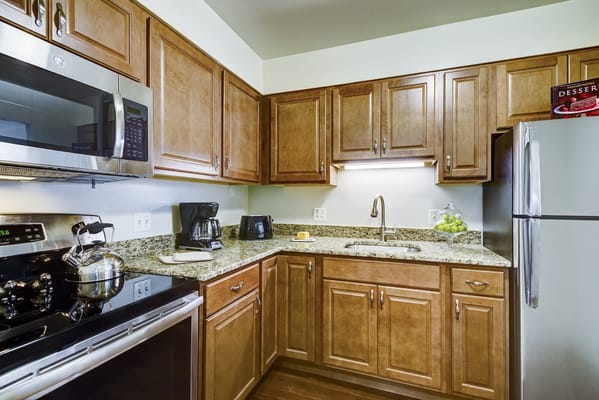 Bright and modern kitchen in a senior living facility