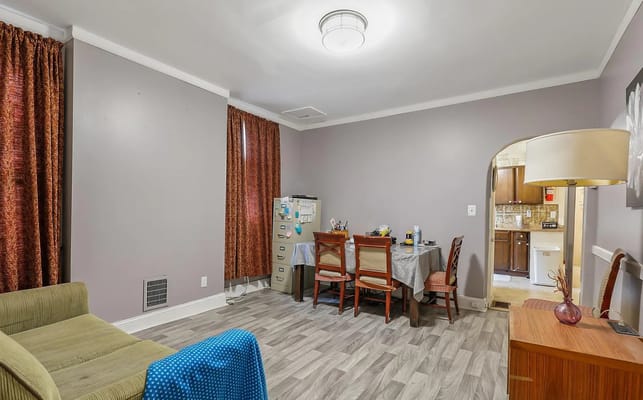 Interior view of a dining area in a senior living facility