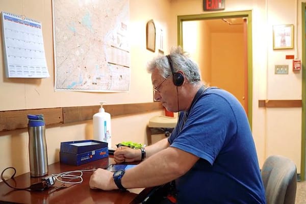 Resident engaged in an activity at a common area