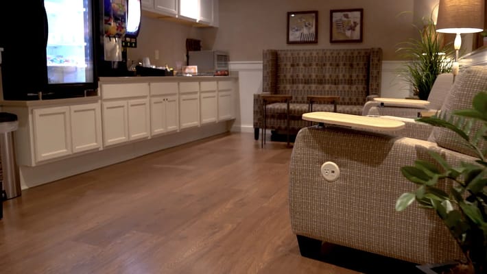 Common area with seating and kitchenette