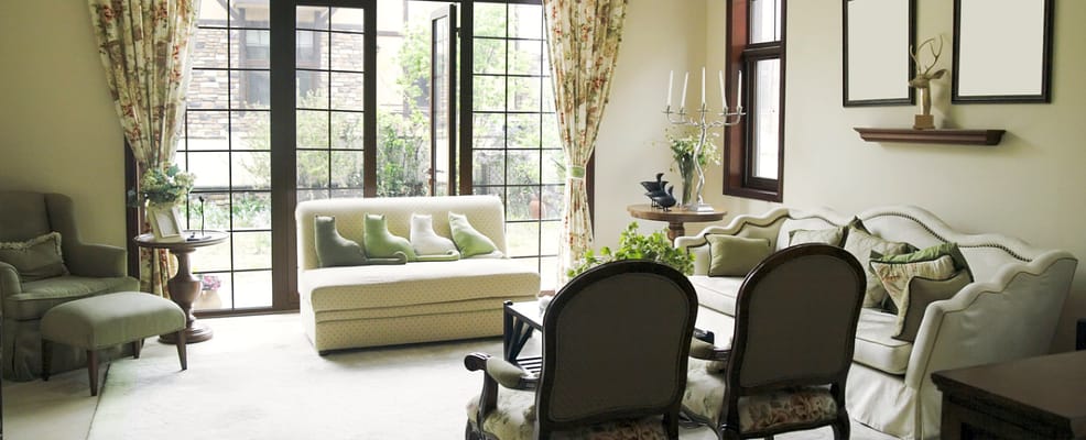 Interior common area with seating and large windows