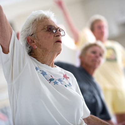 Residents participating in an activity class