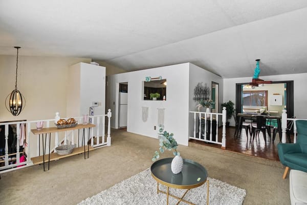 Spacious and inviting living room with decorative features