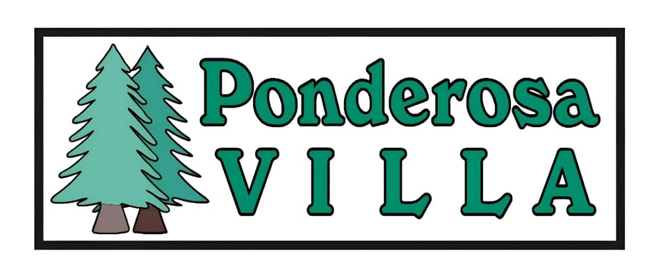 Logo of Ponderosa Villa featuring trees