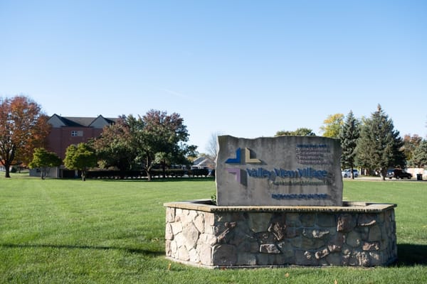 Sign for Valley View Village in Des Moines, IA