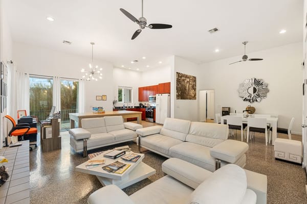 Bright and spacious living room with modern furniture