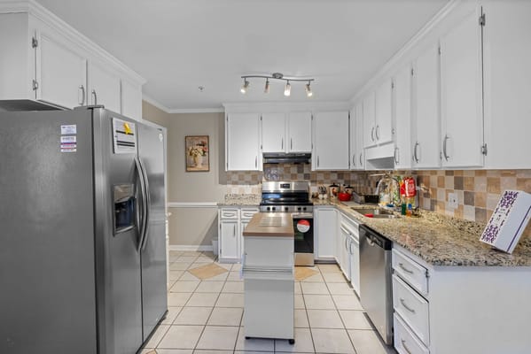 Modern kitchen interior with stainless steel appliances